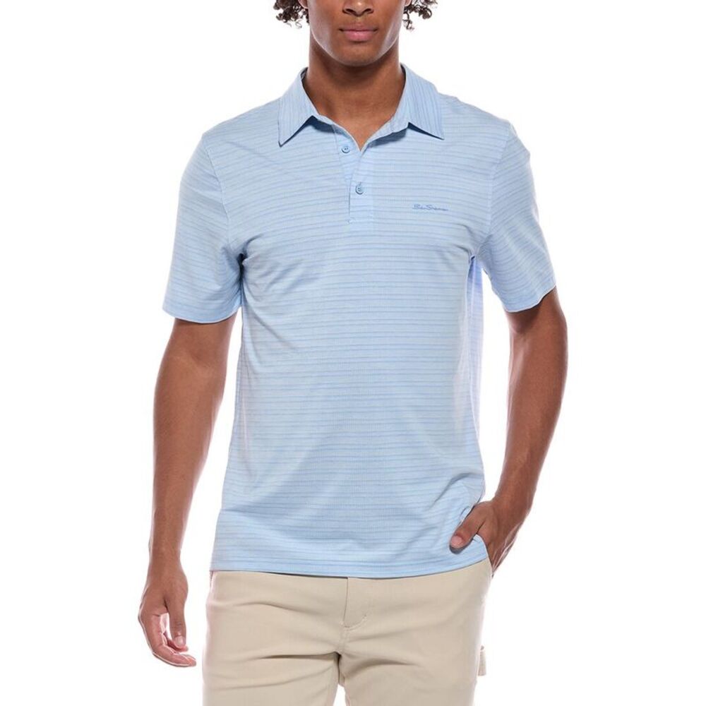 Ben Sherman Mens  Stripe Tech Jersey Polo Shirt